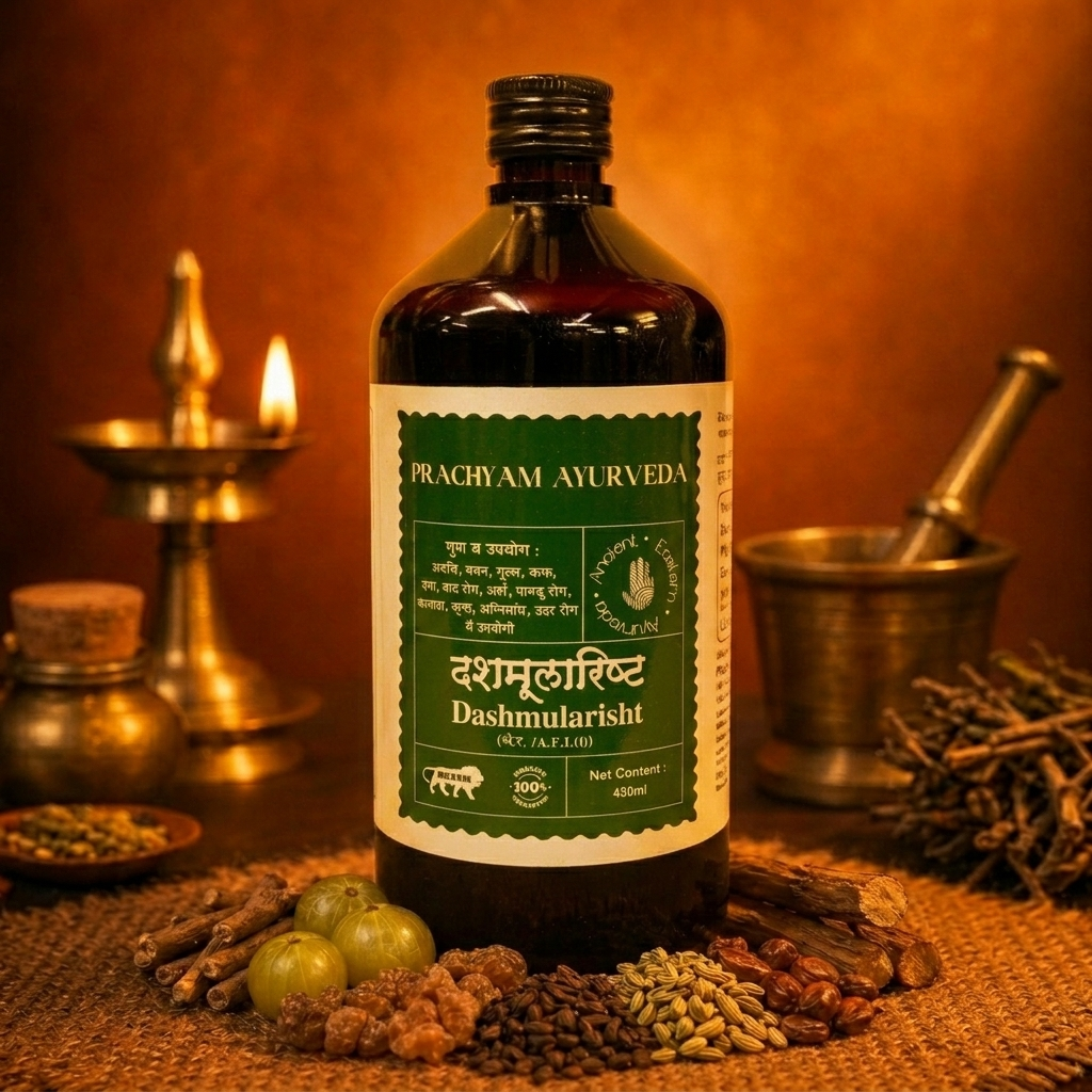 Dashmularishta supplement formulation texture and ingredients closeup