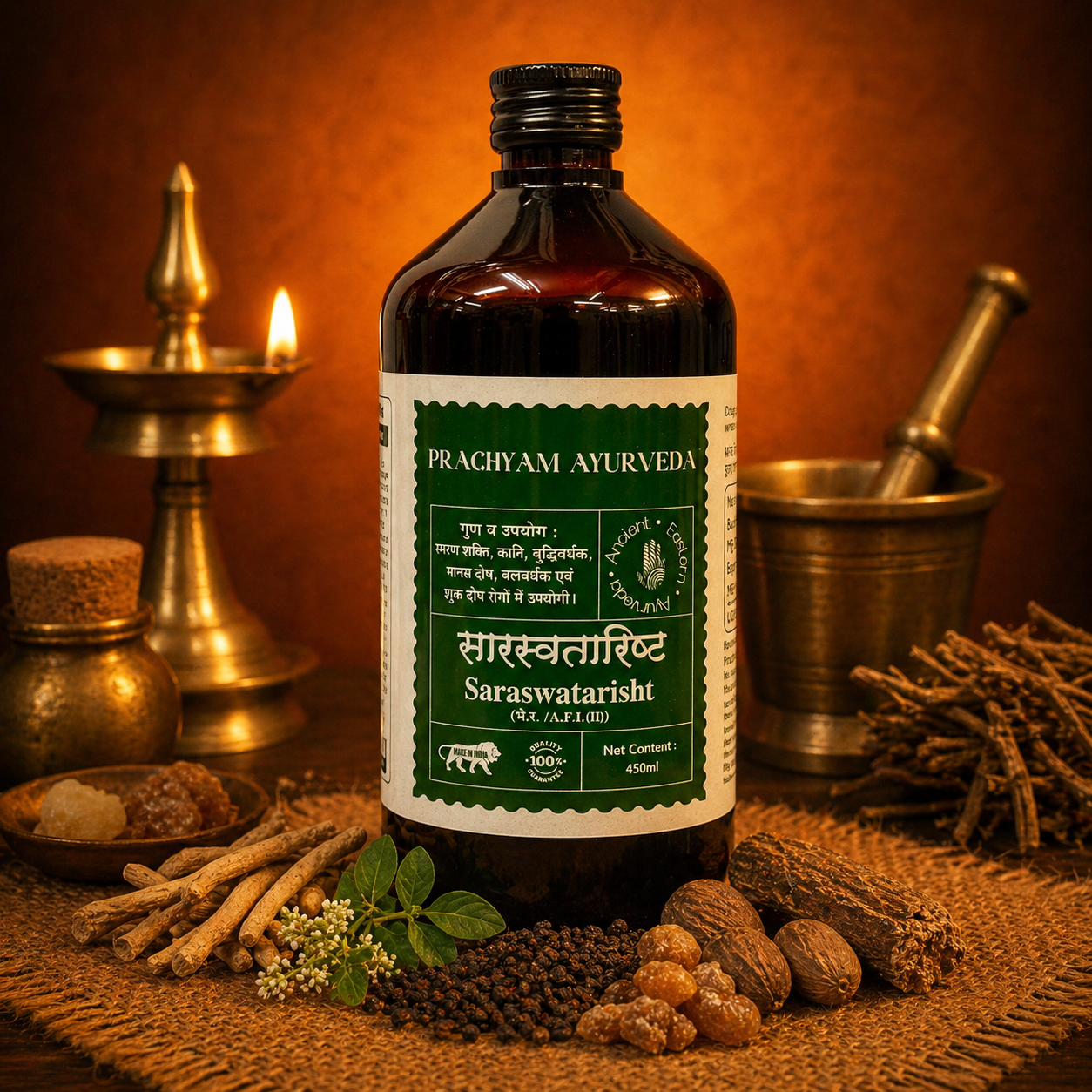 Saraswatarista supplement formulation texture and ingredients closeup