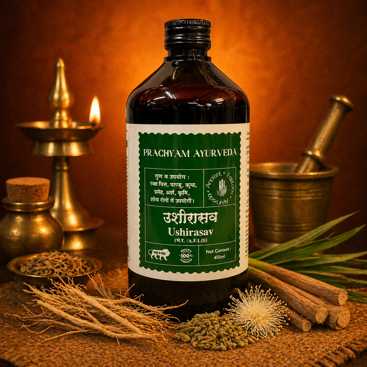 Usheerasava supplement formulation texture and ingredients closeup