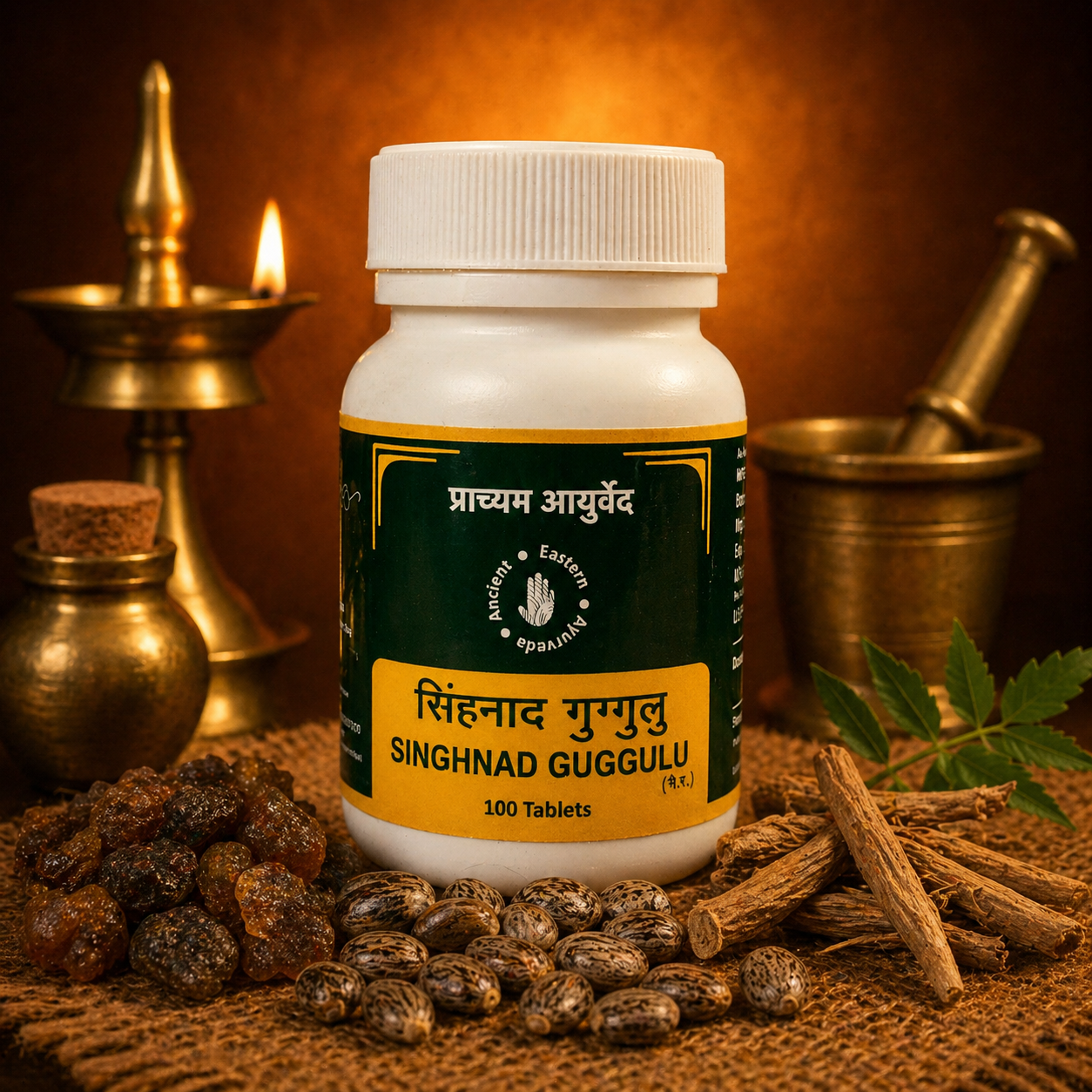Singhnad Guggul supplement formulation texture and ingredients closeup