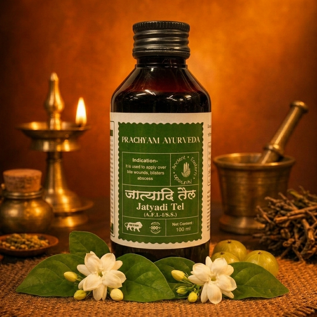 Jatyadi Tel supplement formulation texture and ingredients closeup