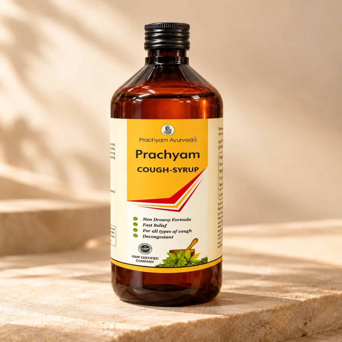 Ayurvedic cough syrup packaging by Prachyam Ayurveda